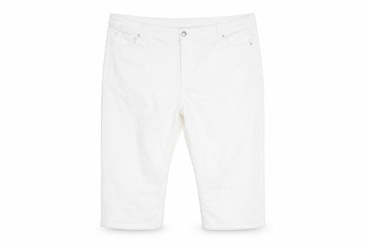 Simply Be Womens White Cotton Cropped Jeans Size 44 in L22 in Regular Zip