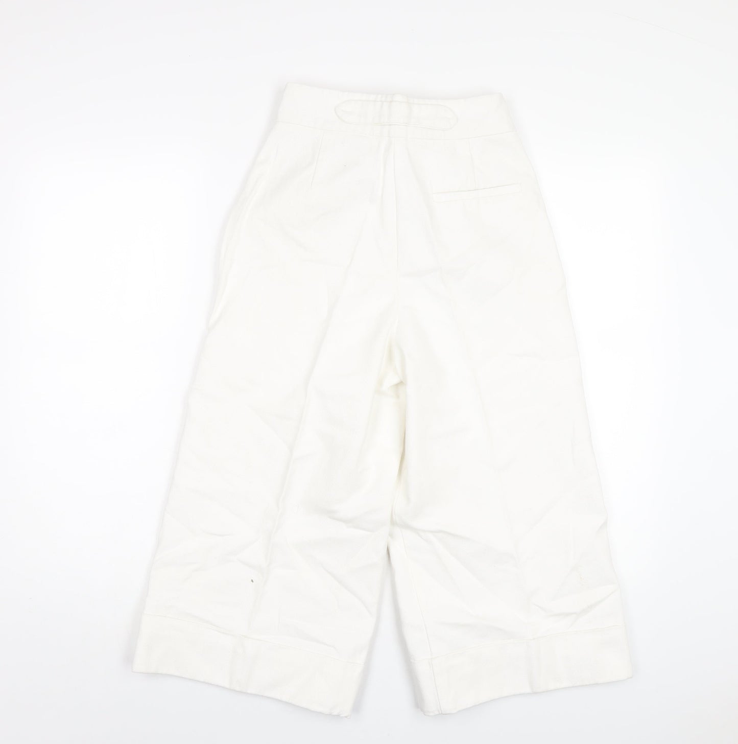 Zara Womens White Cotton Capri Jeans Size XS L20 in Regular Zip