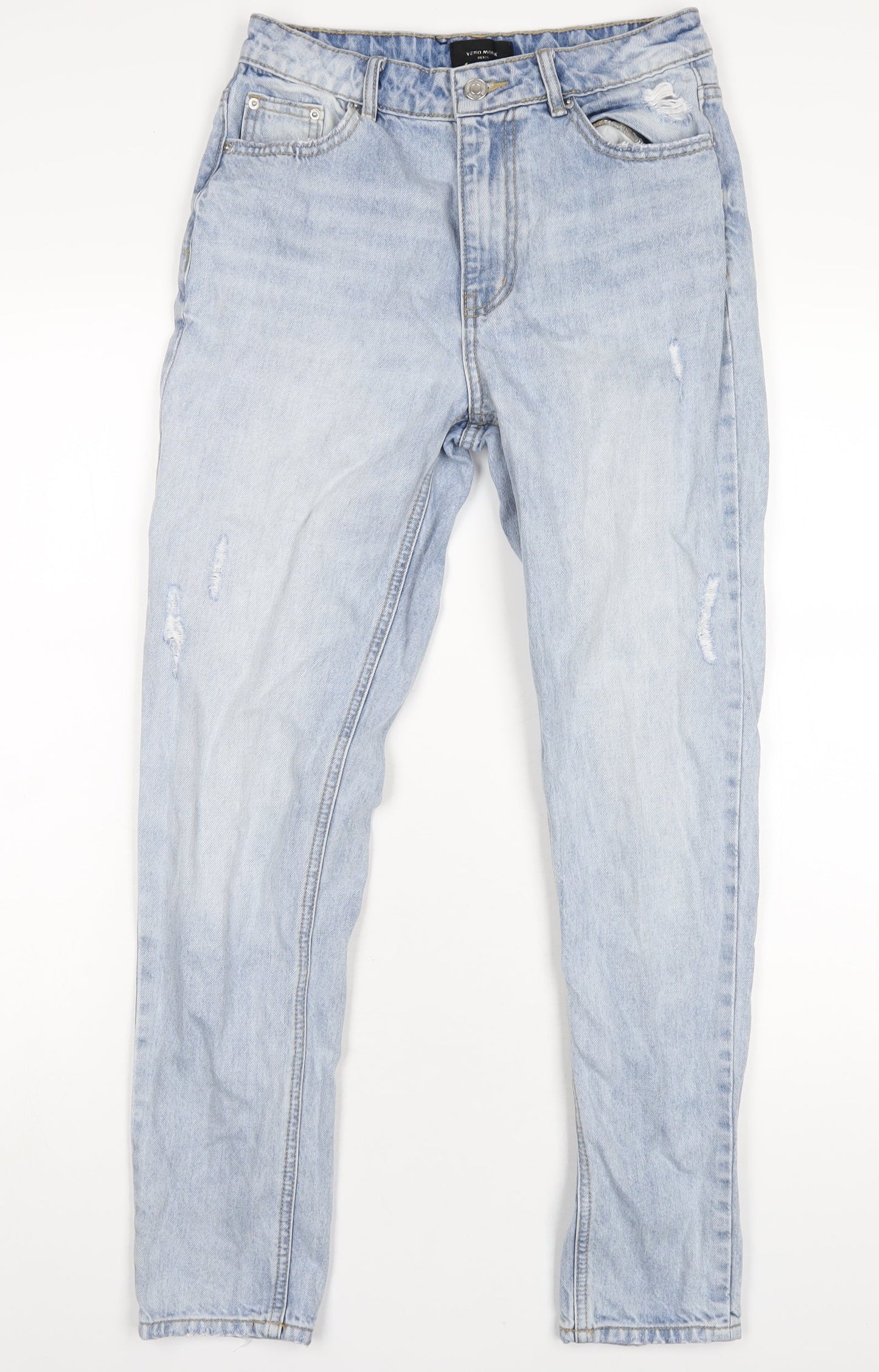 VERO MODA Womens Blue Cotton Straight Jeans Size 27 in L32 in Regular Zip