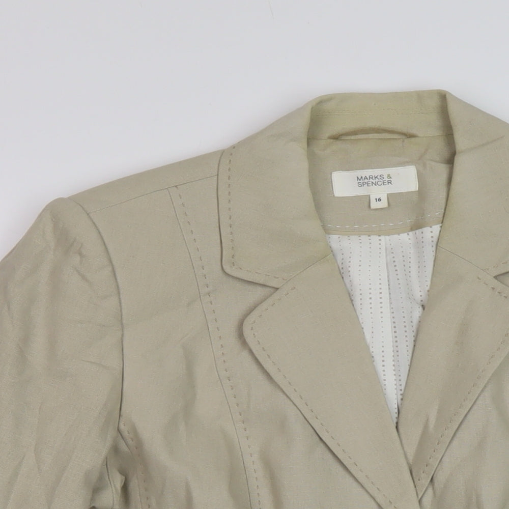 Marks & Spencer Womens Beige Jacket Size 16 Button