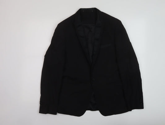 Marks and Spencer Mens Black Polyester Jacket Suit Jacket Size 36 Regular