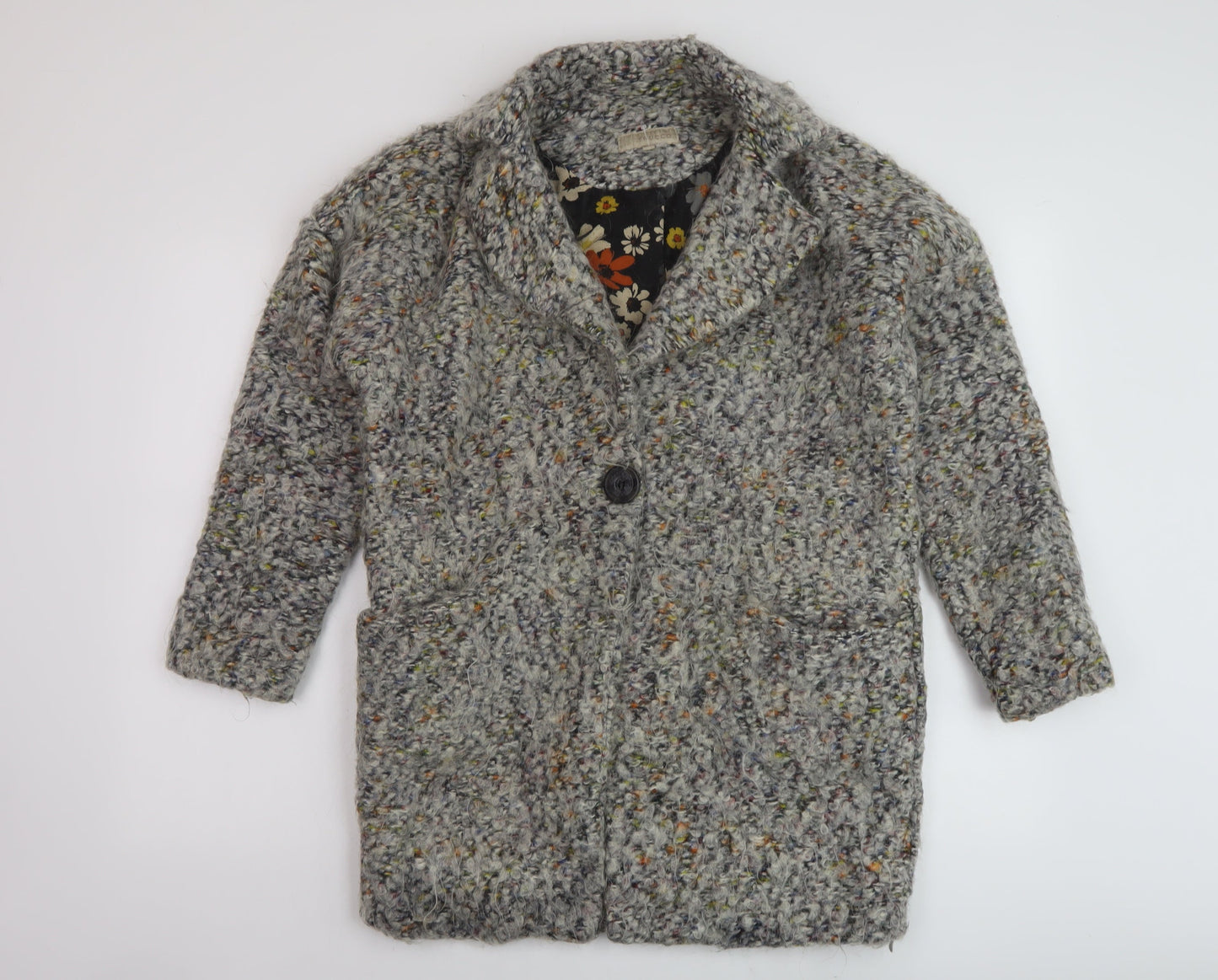 Trucco Womens Grey Overcoat Coat Size 8 Button