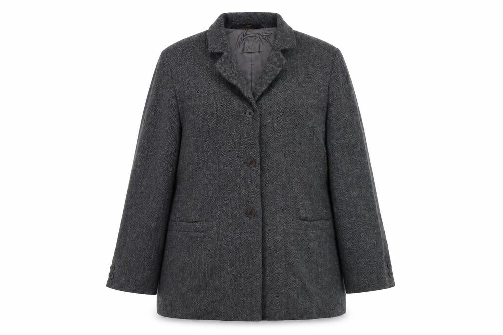 Marks & Spencer Womens Grey Overcoat Coat Size 14 Button
