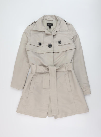 Mango Womens Beige Overcoat Coat Size S Button