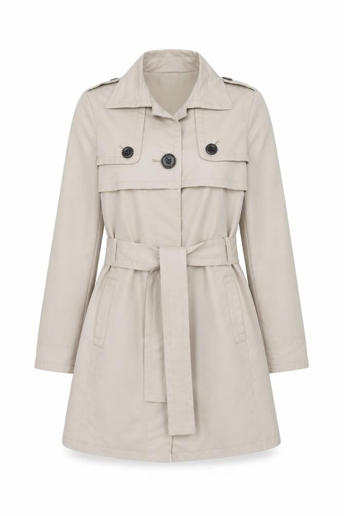 Mango Womens Beige Overcoat Coat Size S Button