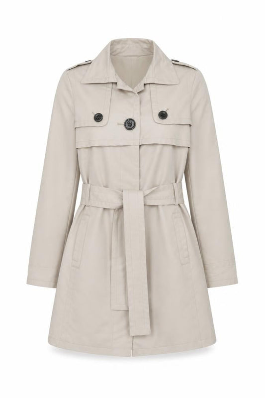Mango Womens Beige Overcoat Coat Size S Button