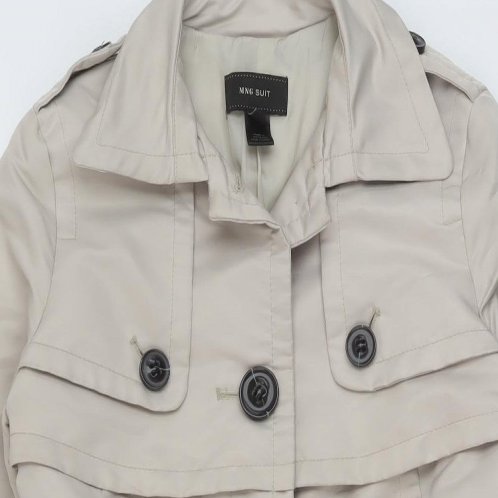 Mango Womens Beige Overcoat Coat Size S Button