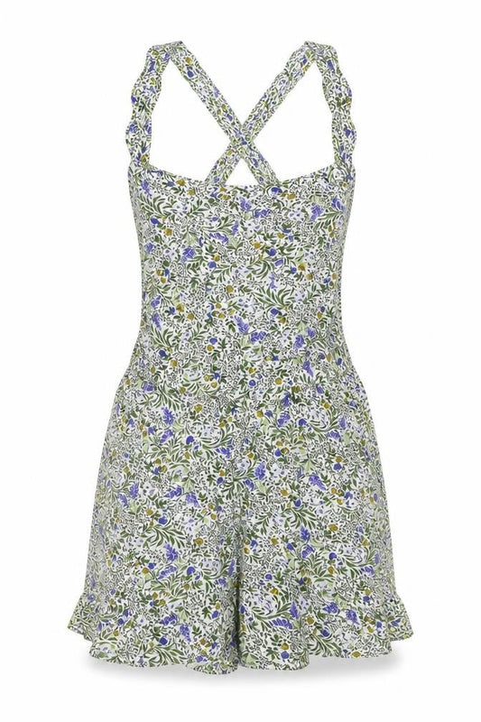 Topshop Womens Multicoloured Floral Viscose Playsuit One-Piece Size 10 Button