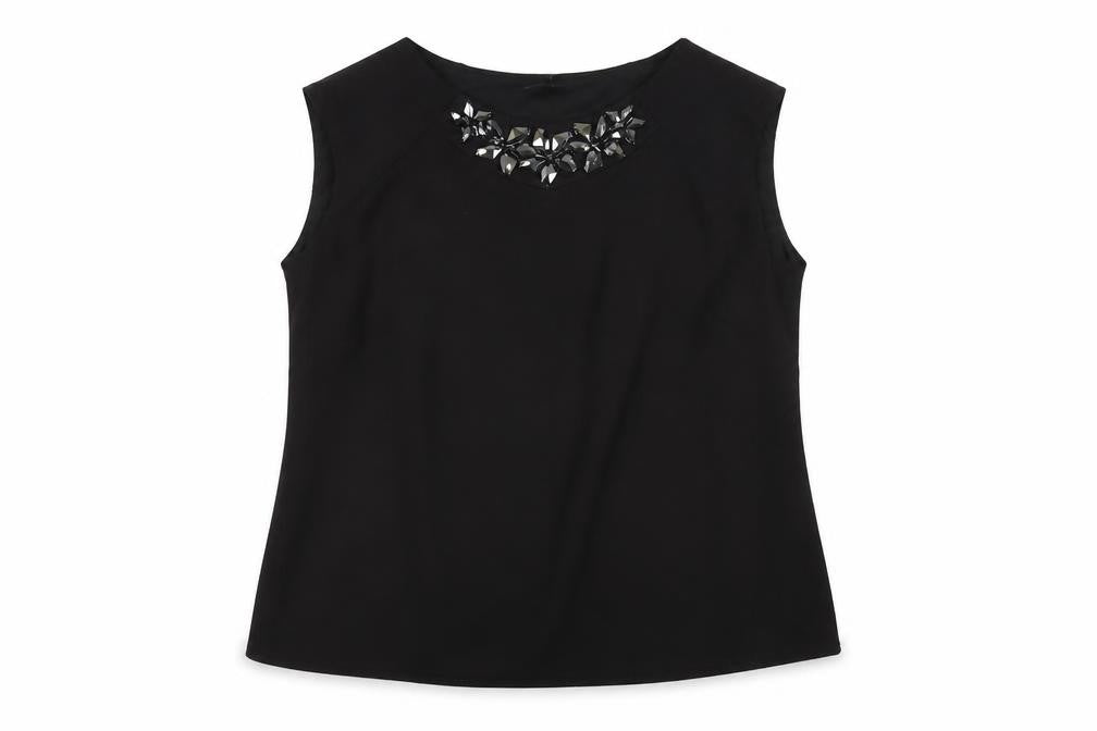 Roman Womens Black Polyester Basic T-Shirt Size 20 Round Neck