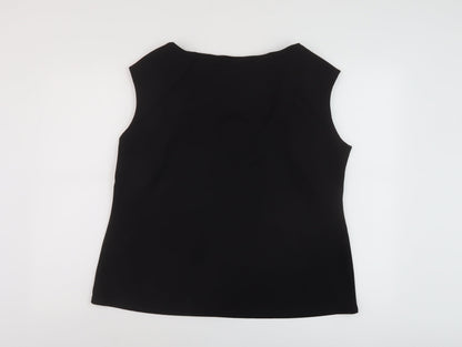 Back view of Roman women’s black polyester basic t-shirt, size UK 20, round neck