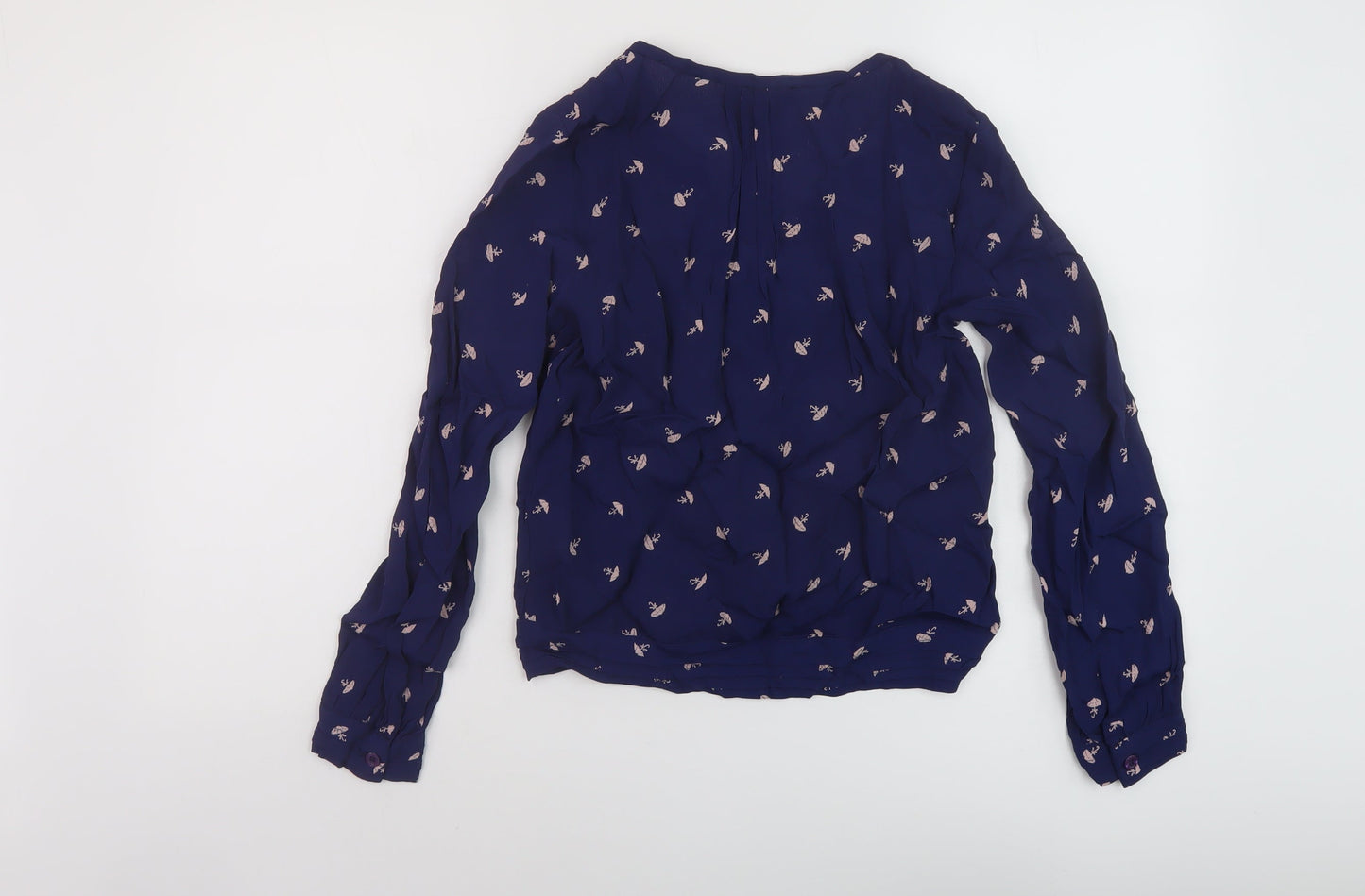 Pretty Vacant Womens Blue Geometric Viscose Basic Blouse Size 10 V-Neck