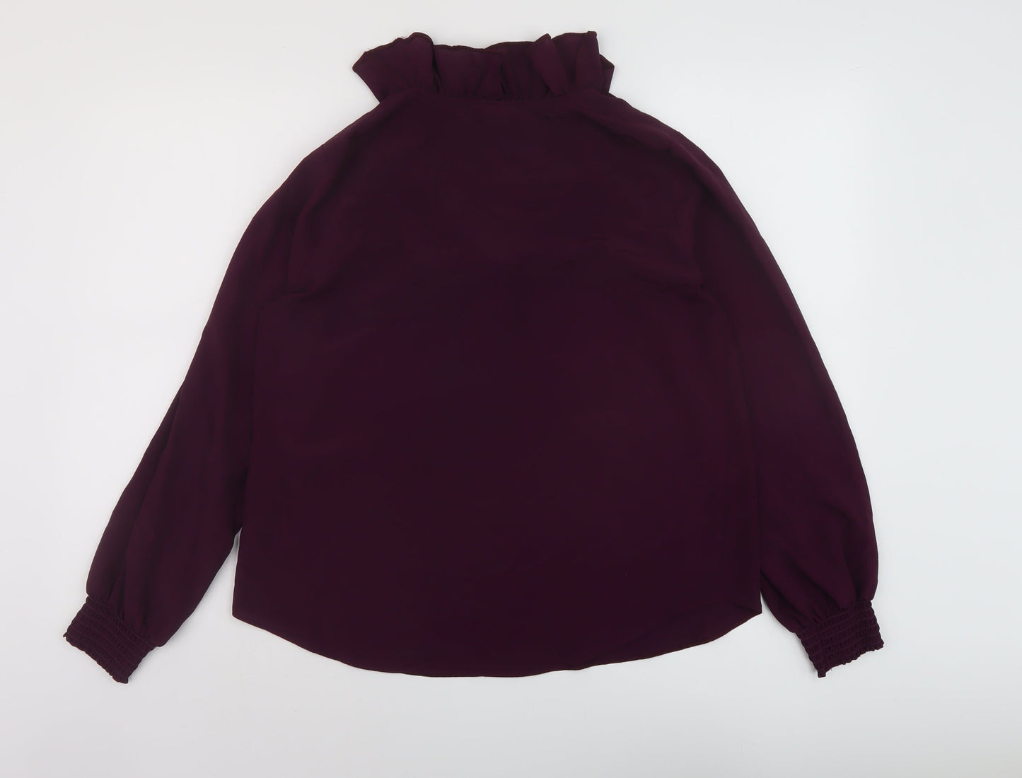 Wallis Womens Purple Polyester Basic Blouse Size 10 V-Neck