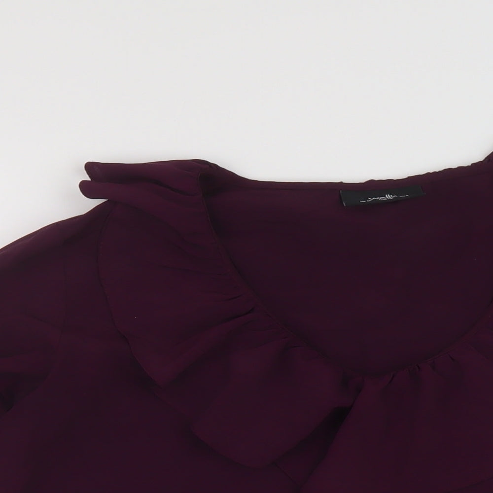 Wallis Womens Purple Polyester Basic Blouse Size 10 V-Neck