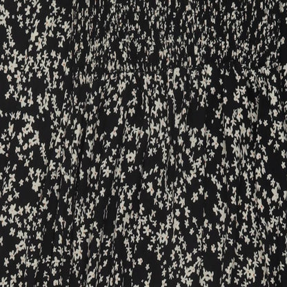 Close-up detail of Missguided women’s black floral polyester a-line, size UK 8, square neck pullover