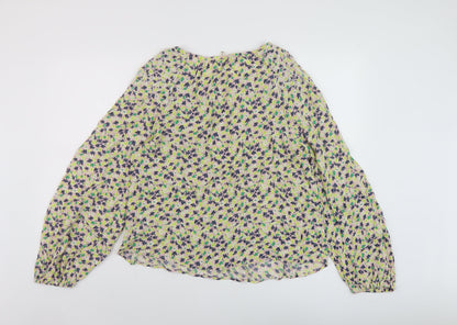 Per Una Womens Multicoloured Floral Viscose Basic Blouse Size 10 Round Neck