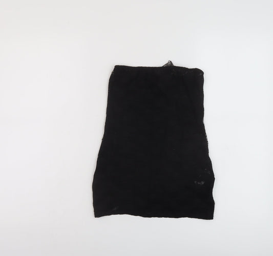 PRETTYLITTLETHING Womens Black Polyester Basic Tank Size 10 Off the Shoulder