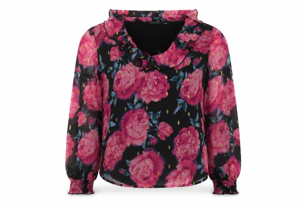 Dorothy Perkins Womens Multicoloured Floral Polyester Basic Blouse Size 16 V-Neck