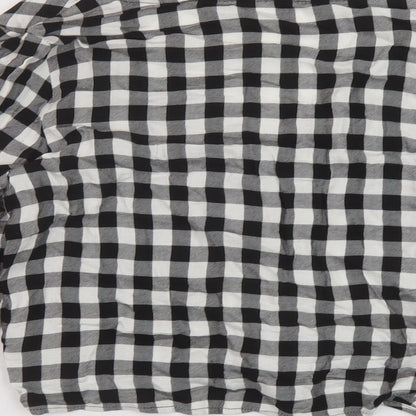 H&M Womens Black Check Viscose Basic Blouse Size 10 V-Neck
