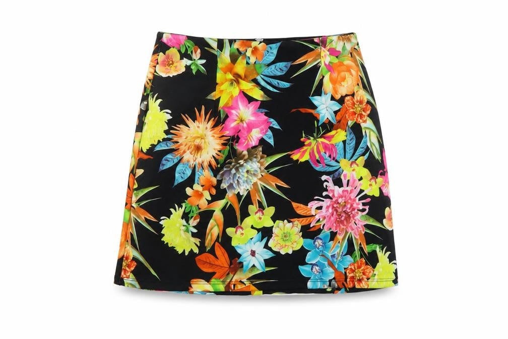 Miss Selfridge Womens Multicoloured Floral Polyester Mini Skirt Size 6 Zip