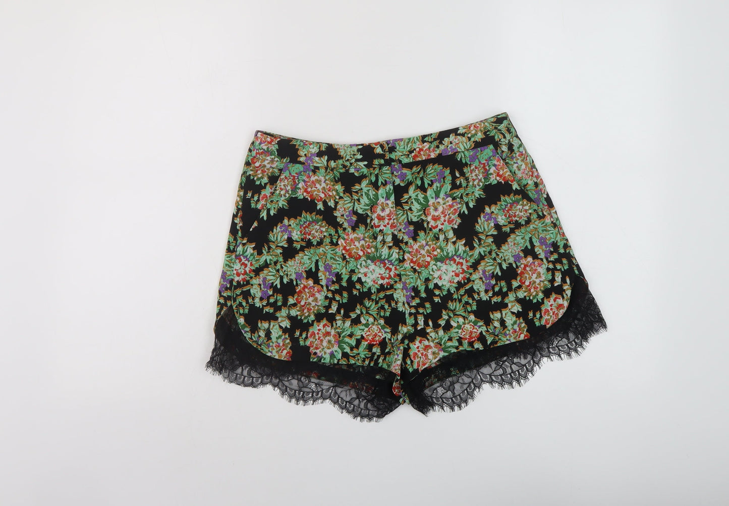 Topsjhop Womens Multicoloured Floral Polyester Chino Shorts Size 10 L3 in Regular Zip