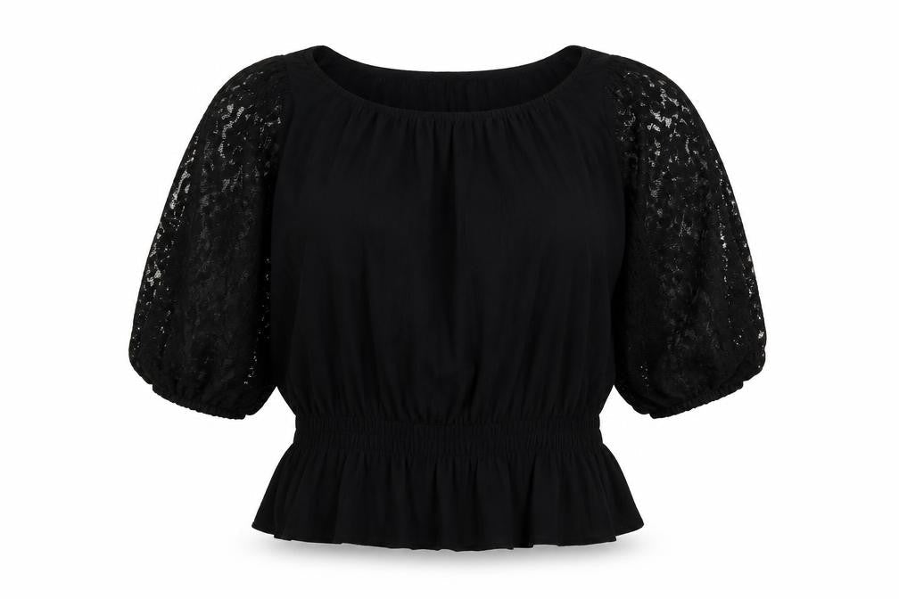 NEXT Womens Black Viscose Basic Blouse Size 14 Round Neck