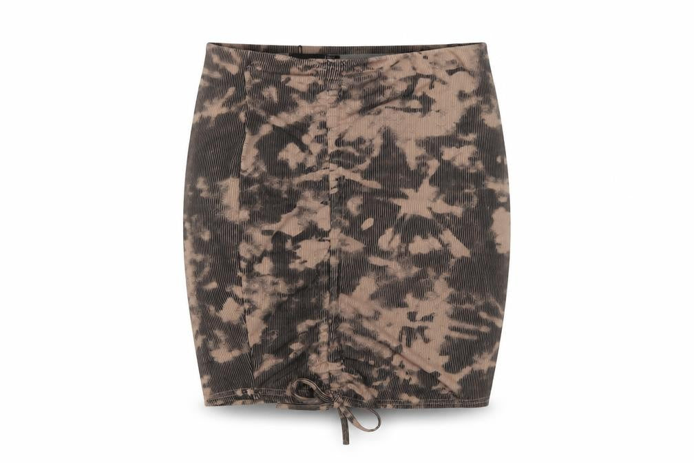 PRETTYLITTLETHING Womens Brown Geometric Polyester Mini Skirt Size 8