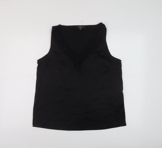 Lipsy Womens Black Polyester Basic Tank Size 14 V-Neck