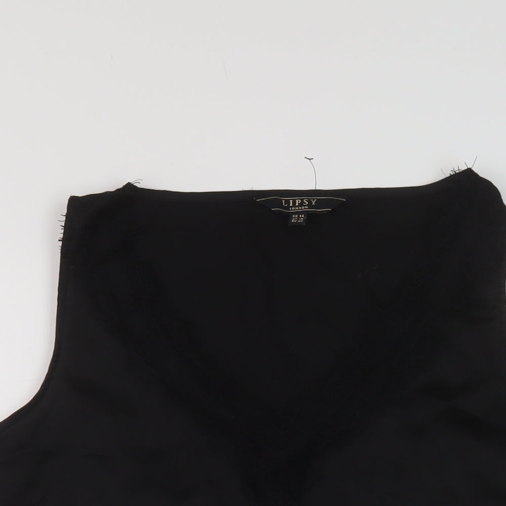 Lipsy Womens Black Polyester Basic Tank Size 14 V-Neck