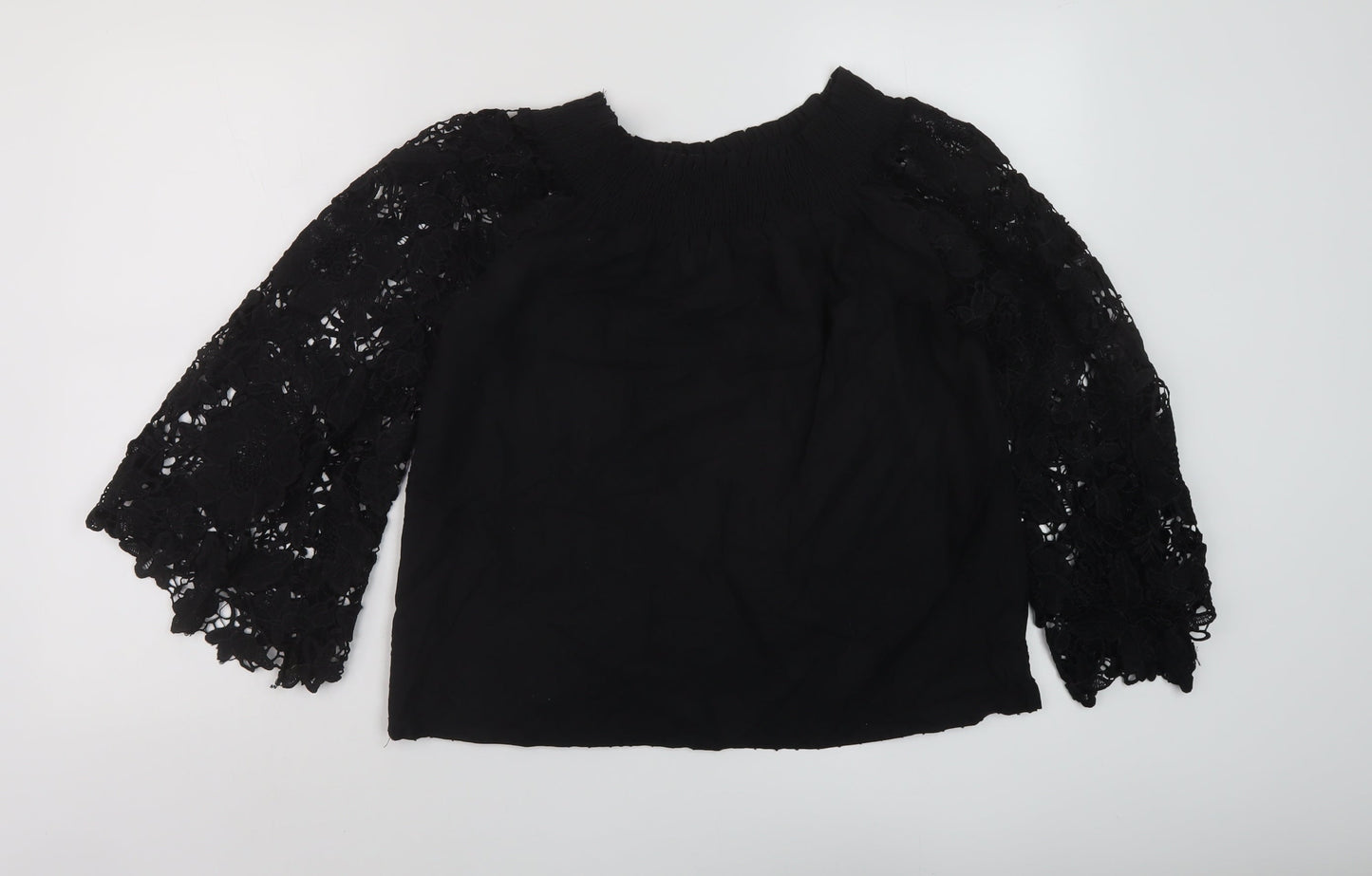 Care You Womens Black Cotton Basic Blouse Size S Square Neck
