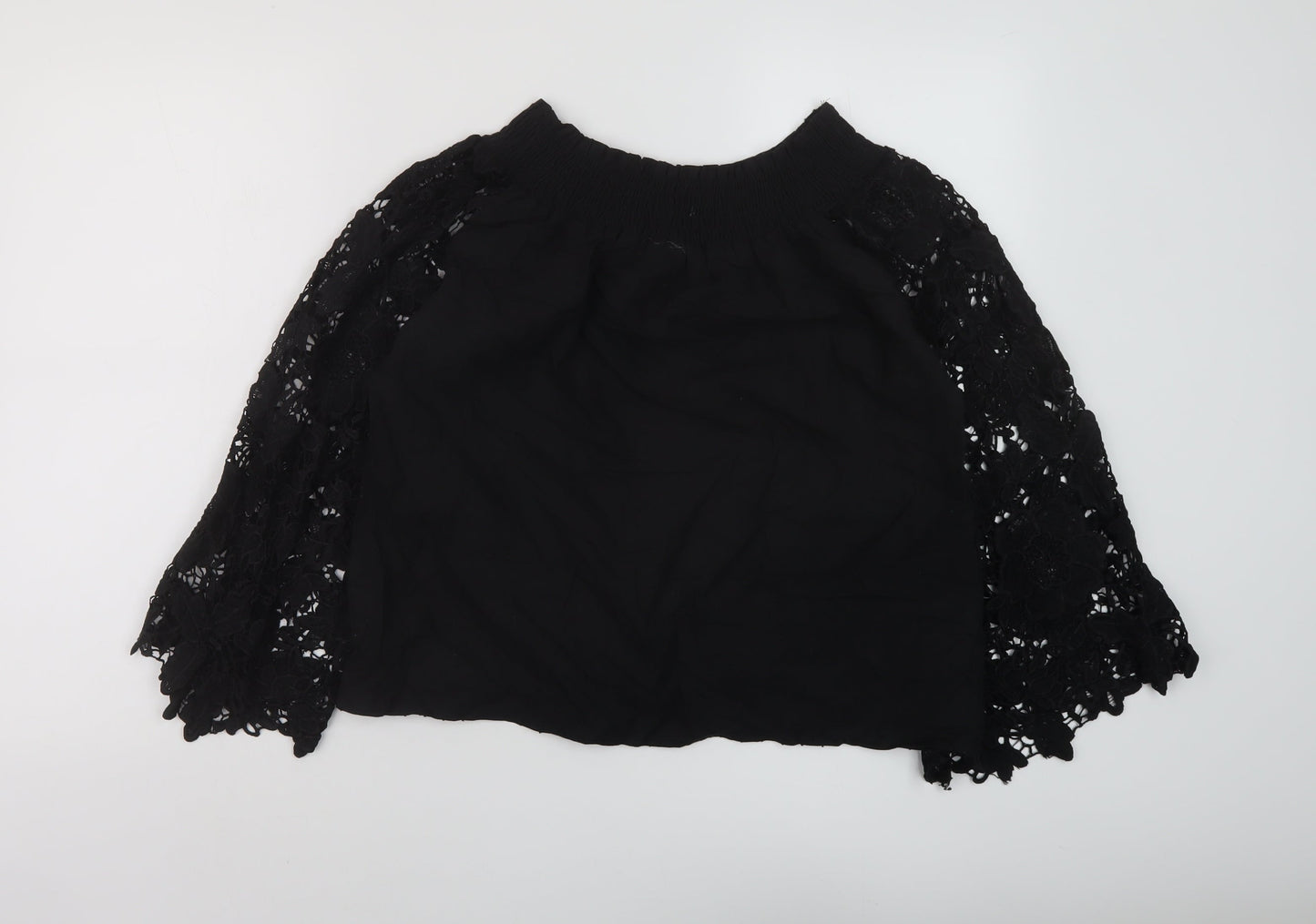 Care You Womens Black Cotton Basic Blouse Size S Square Neck