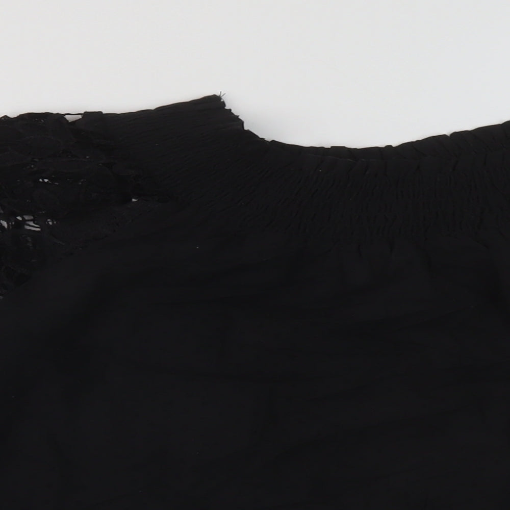 Care You Womens Black Cotton Basic Blouse Size S Square Neck
