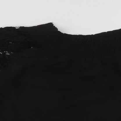 Care You Womens Black Cotton Basic Blouse Size S Square Neck