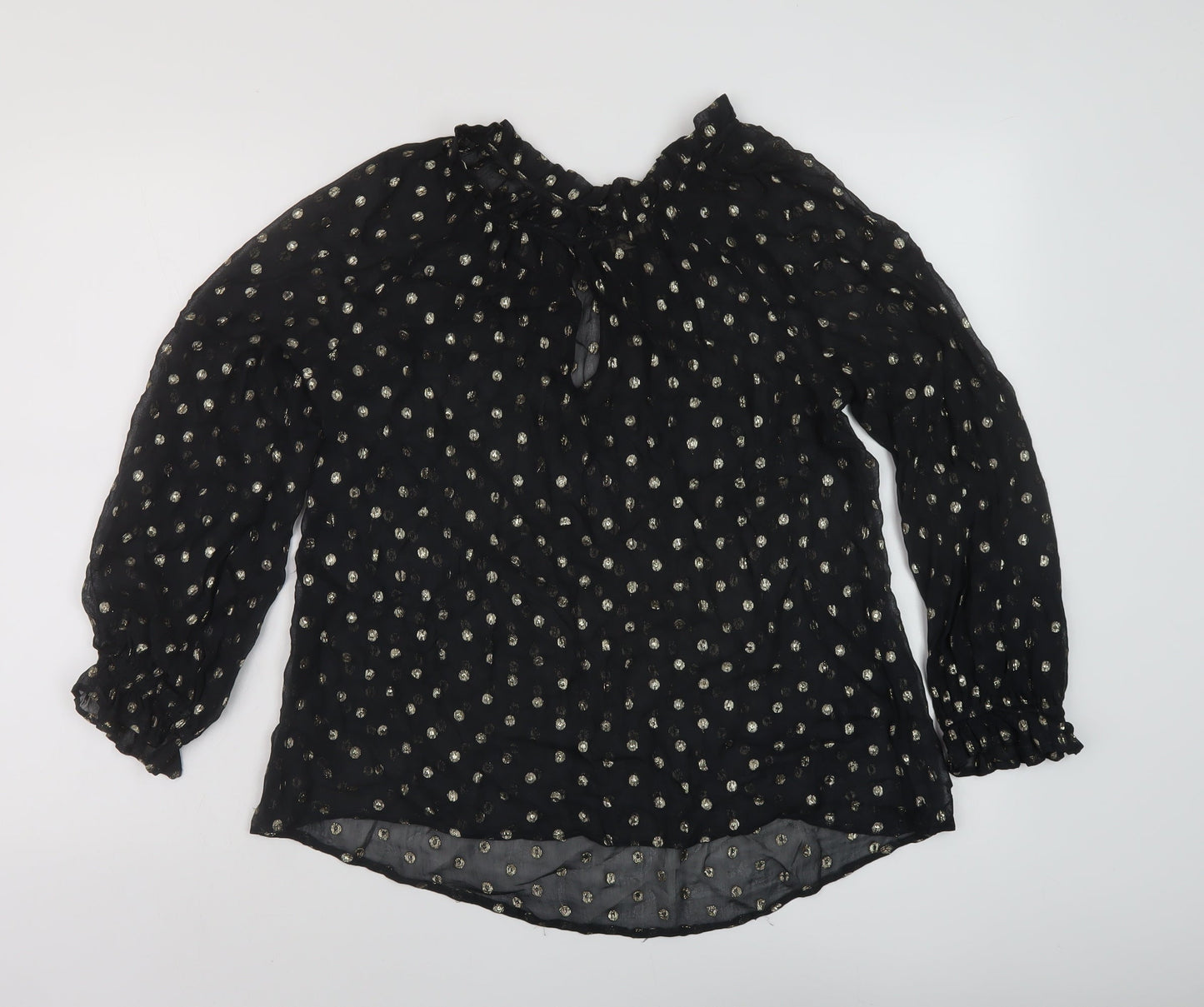 Velvet Womens Black Polka Dot Viscose Basic Blouse Size S Mock Neck