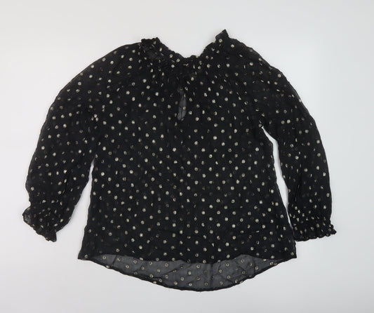 Velvet Womens Black Polka Dot Viscose Basic Blouse Size S Mock Neck