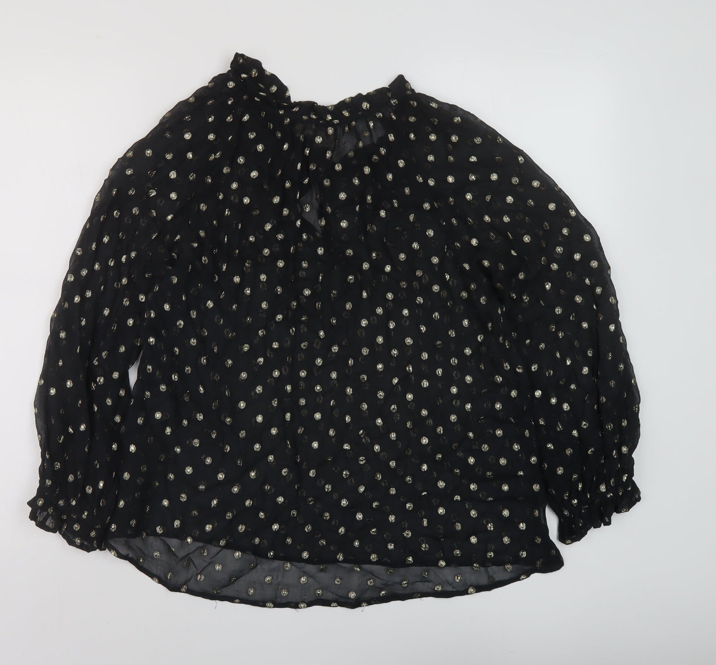 Velvet Womens Black Polka Dot Viscose Basic Blouse Size S Mock Neck