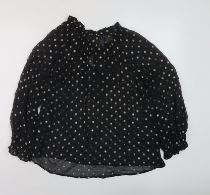 Velvet Womens Black Polka Dot Viscose Basic Blouse Size S Mock Neck
