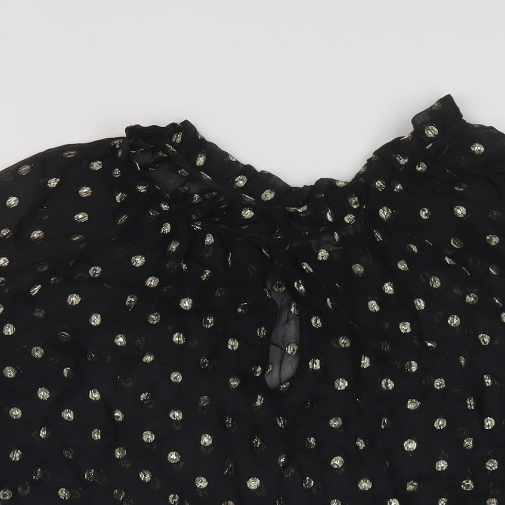 Velvet Womens Black Polka Dot Viscose Basic Blouse Size S Mock Neck