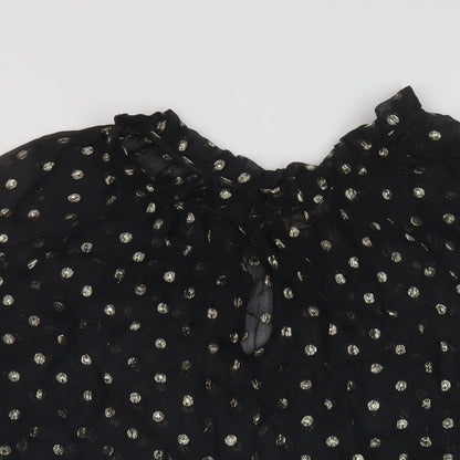 Velvet Womens Black Polka Dot Viscose Basic Blouse Size S Mock Neck