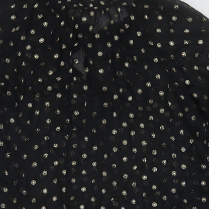 Velvet Womens Black Polka Dot Viscose Basic Blouse Size S Mock Neck
