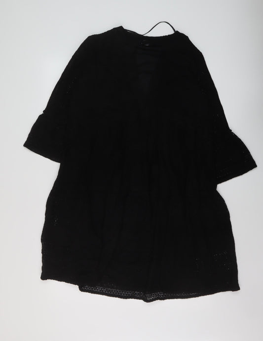 VERO MODA Womens Black Polyester A-Line Size M V-Neck Pullover