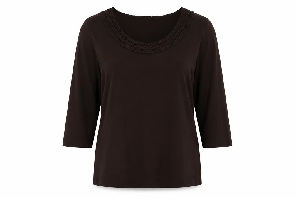 Alex & Co Womens Brown Viscose Basic Blouse Size 18 Round Neck