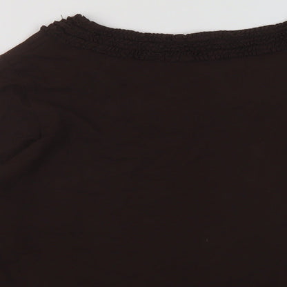Alex & Co Womens Brown Viscose Basic Blouse Size 18 Round Neck