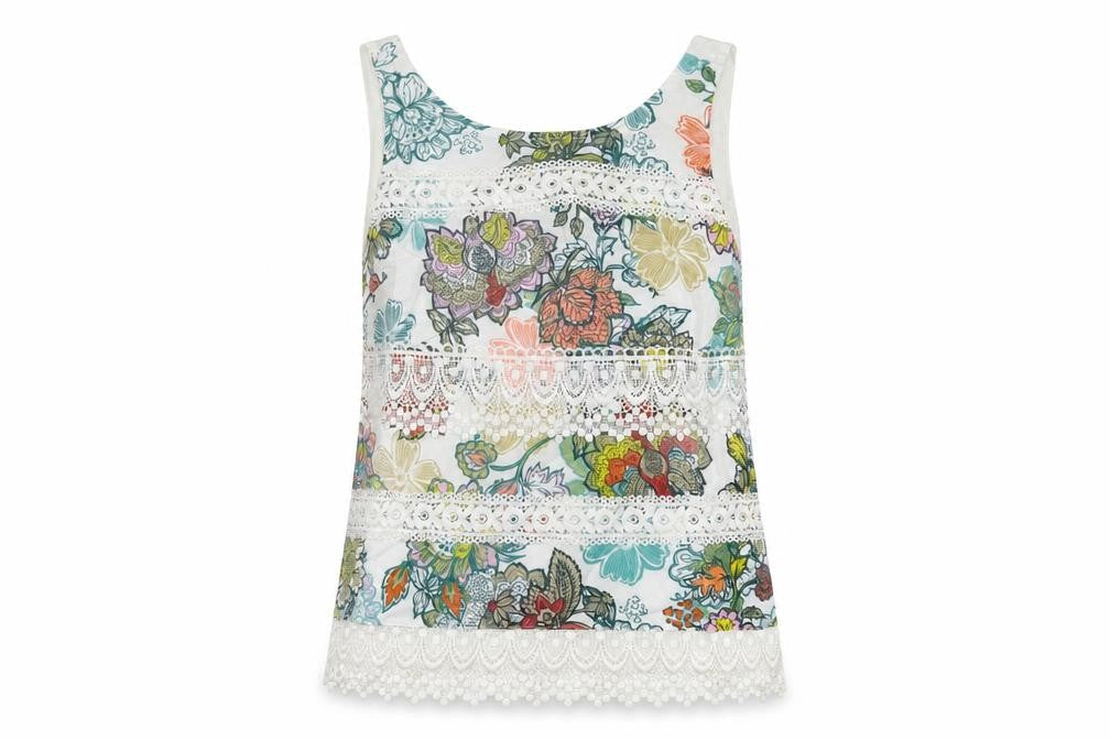 Nexyt Womens Multicoloured Geometric Cotton Basic Tank Size 8 Round Neck