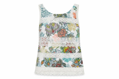 Next Womens Multicoloured Geometric Cotton Basic Tank Size 8 Round Neck