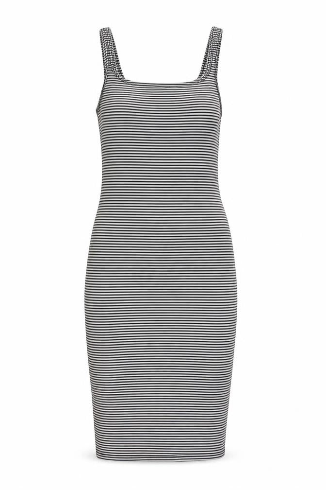Zara Womens Beige Striped Polyester Bodycon Size S Round Neck Pullover