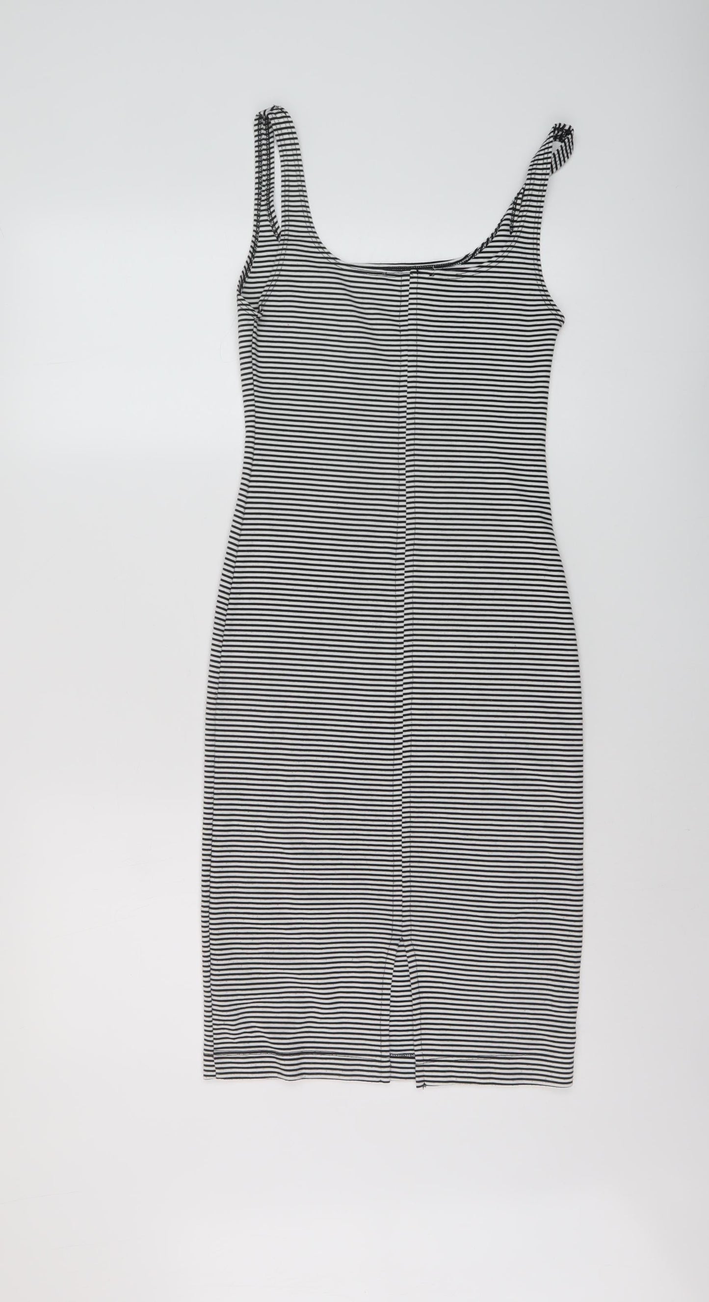 Zara Womens Beige Striped Polyester Bodycon Size S Round Neck Pullover