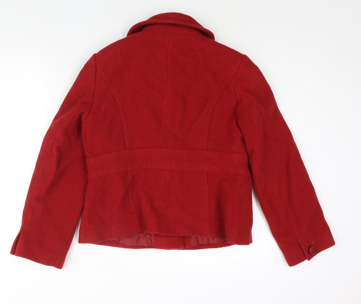 Marks and Spencer Womens Red Pea Coat Coat Size 14 Button