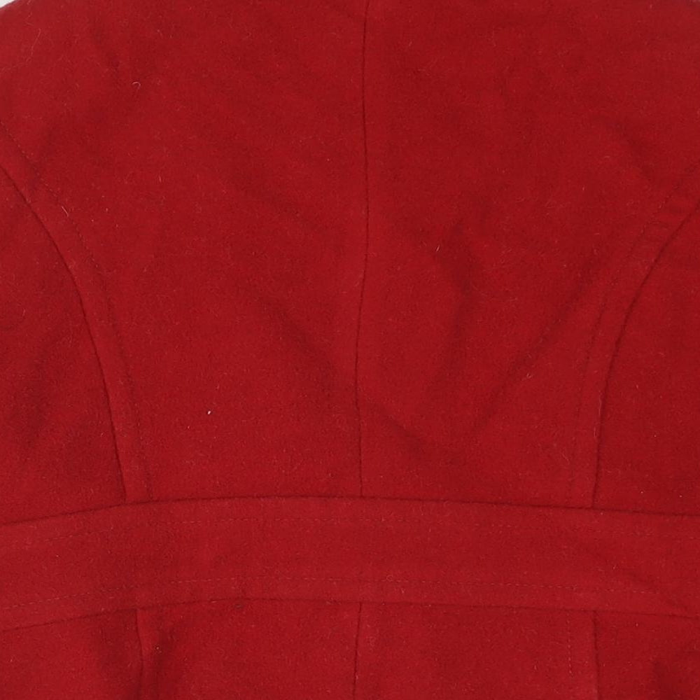 Marks and Spencer Womens Red Pea Coat Coat Size 14 Button