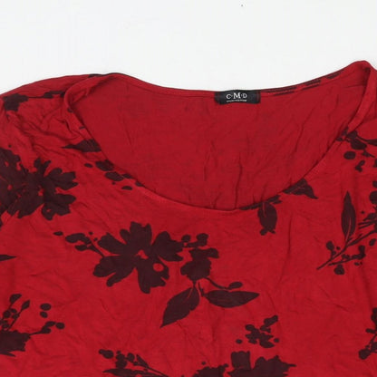 CMD Womens Red Floral Viscose Basic Blouse Size XL Round Neck