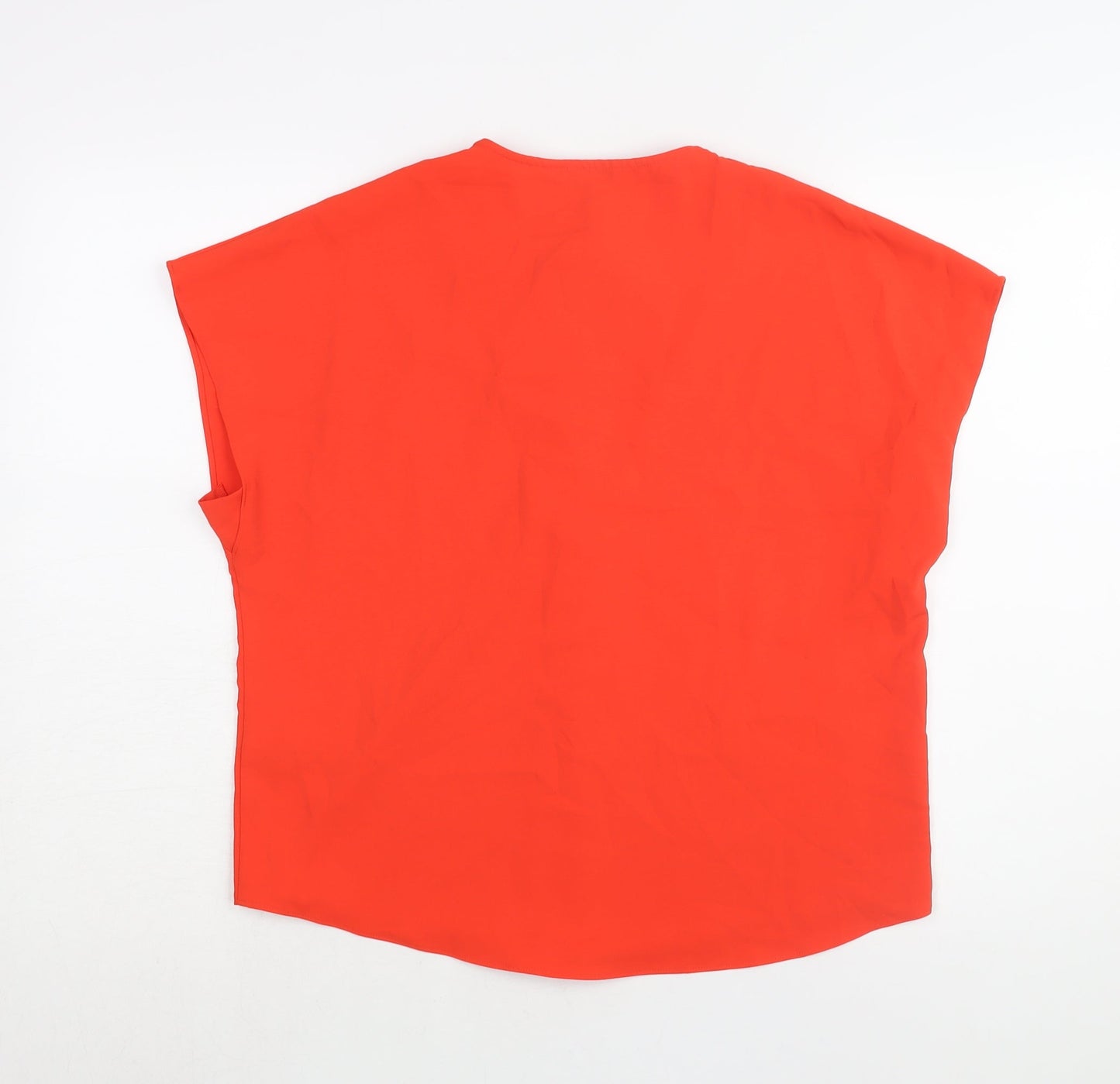 Marks and Spencer Womens Red Polyester Basic Blouse Size 10 Round Neck - Keyhole Neck